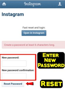 Instagram Password Reset